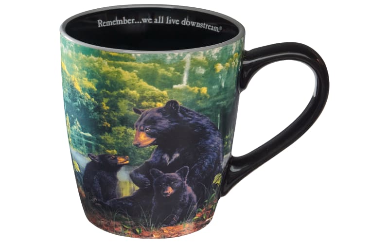 Bass Pro Shops Black Bear Panoramic We All Live Downstream Mug
