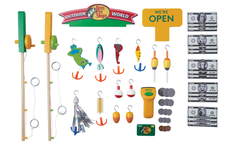 bass pro shop kid fishing pole Bass Pro Shops Wooden Fishing Set for Kids