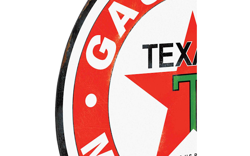 【輸入品】Texaco 両面式フランジ看板45.7×35.5／インテリアガレージ Open Road Brands Texaco Gasoline Round Metal Sign | Mack's Prairie