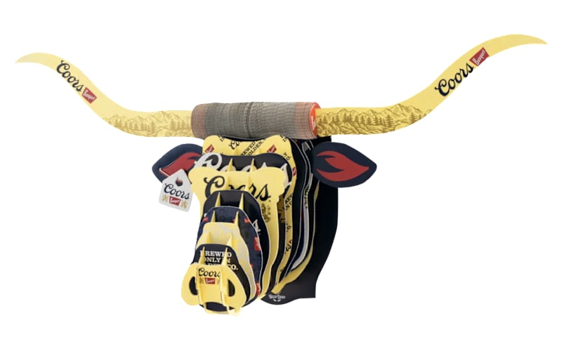 L.G.B. DEERレザー フリンジビスチェ FREE ブラック 牙装飾 希少 Beer Deer Coors Banquet Cardboard Box Longhorn Head Wall Mount