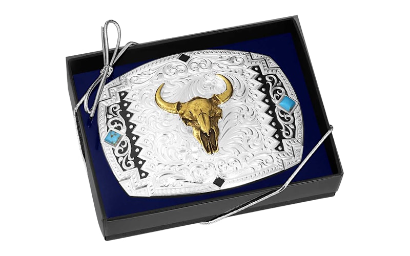 Montana Silversmiths Southwest Scroll Buffalo Skull Belt Buckle
