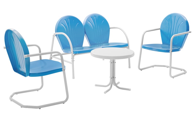 Crosley Griffith Outdoor Metal Loveseat Chairs and Side Table 4