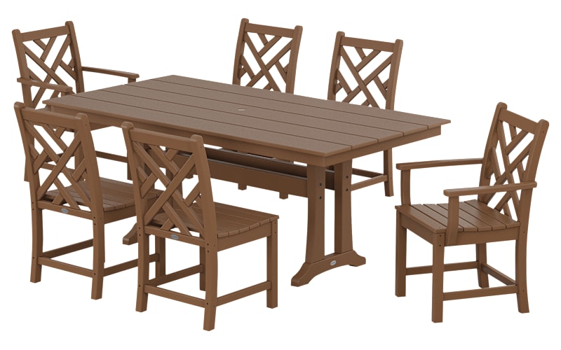 POLYWOOD Chippendale 7-Piece Farmhouse Trestle Dining Set | Bass