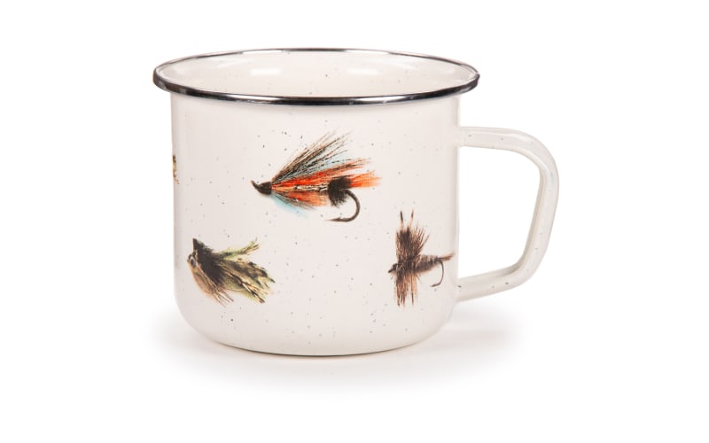 Golden Rabbit Fishing Fly Enamelware 4-Piece Grande Mug Set