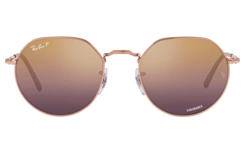 Ray-Ban Gold/Rose frame Sunglasses with Gold/Red Mirror Chromance polarized lens Ray-Ban Jack CHROMANCE RB3565 Rose Gold Frame with Red  main image 3