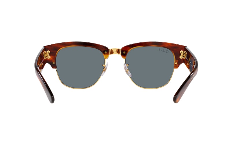 Ray-Ban Mega Clubmaster in Striped Havana and Dark Blue Polarized Ray-Ban Mega Clubmaster RB0316S Glass Polarized Sunglasses  main image 2