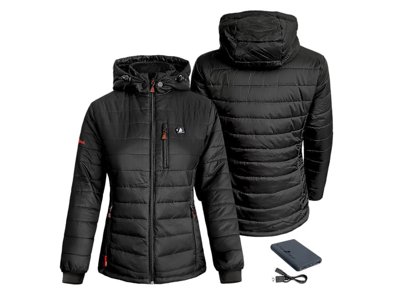 ActionHeat 5V Battery Heated Insulated Puffer Jacket with Hood for Ladies