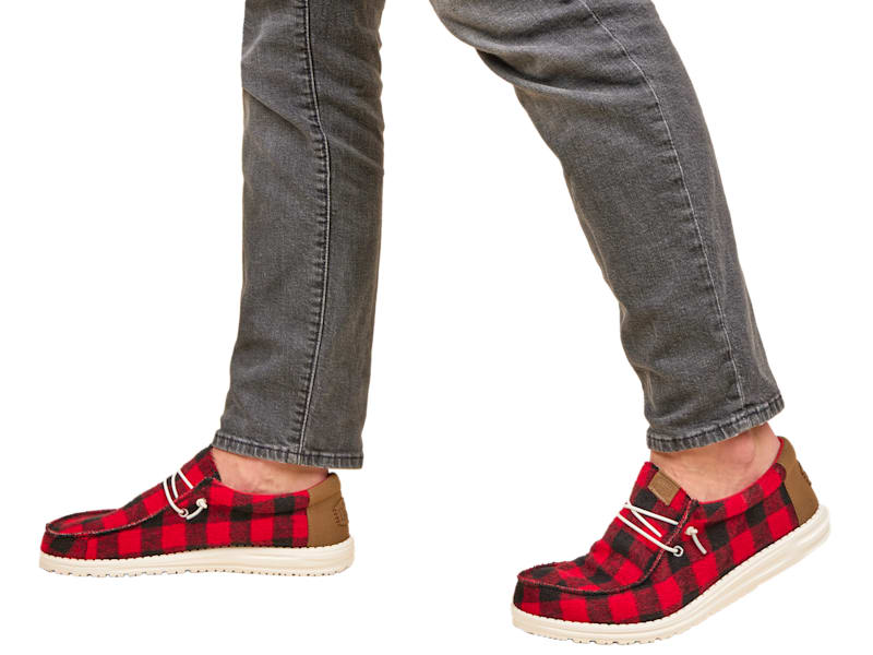 Hey Dude Plaid Red Shoes HEYDUDE Wally Buffalo Plaid Casual Shoes