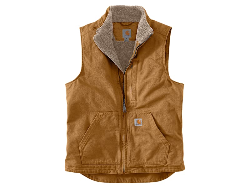 Carhartt Loose-Fit Washed Duck Sherpa-Lined Mock-Neck Vest for Men
