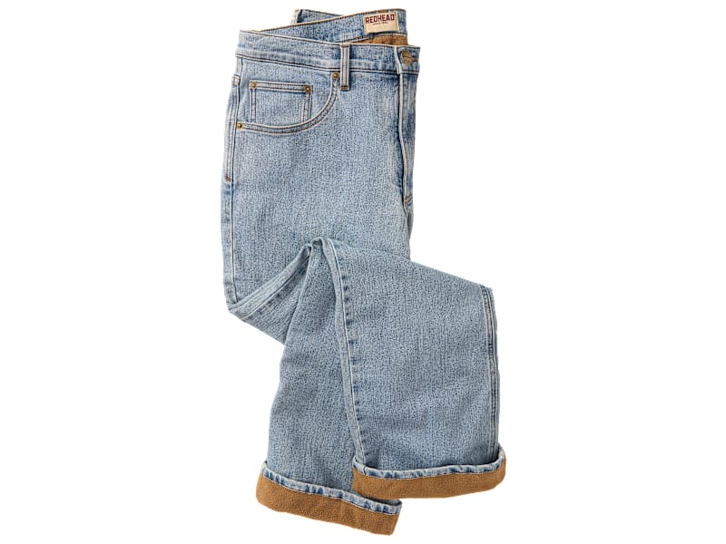 RedHead Relaxed-Fit Tan Flannel-Lined Denim Jeans for Men