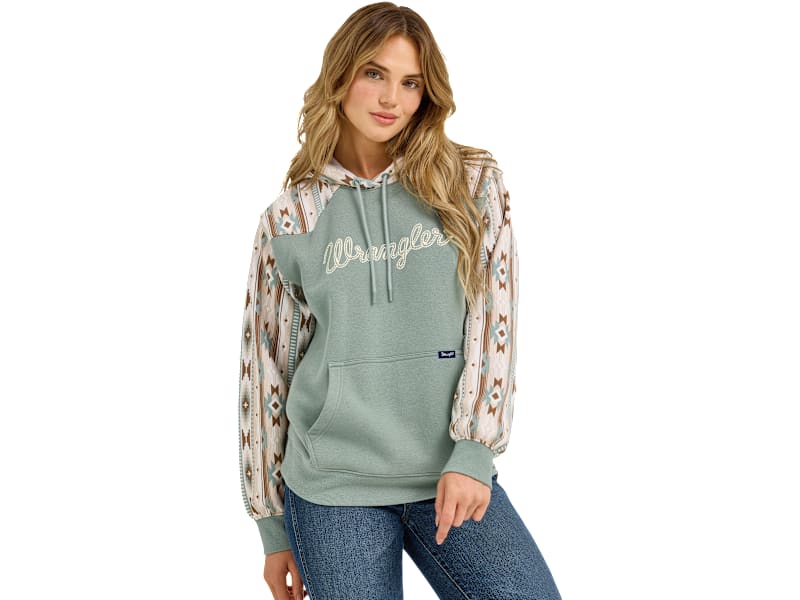 Wrangler Retro Logo Southwestern Yoke Pullover Hoodie for Ladies