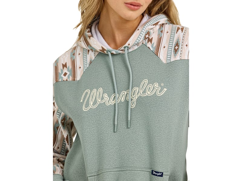 Wrangler Retro Logo Southwestern Yoke Pullover Hoodie for Ladies