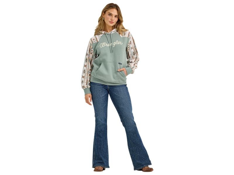 Wrangler Retro Logo Southwestern Yoke Pullover Hoodie for Ladies