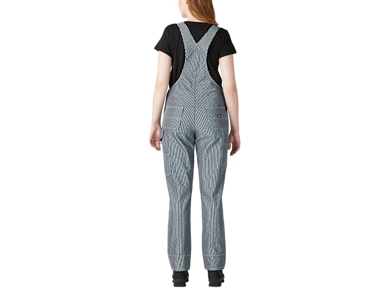 Dickies Hickory Stripe Boyfriend Bib Overalls for Ladies