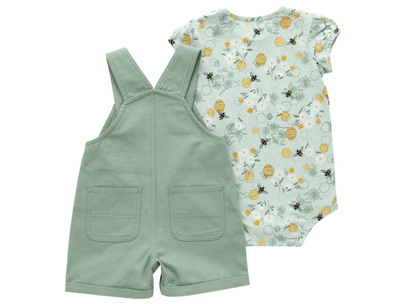Carhartt Short-Sleeve Bee Bodysuit and Canvas Shortalls Set