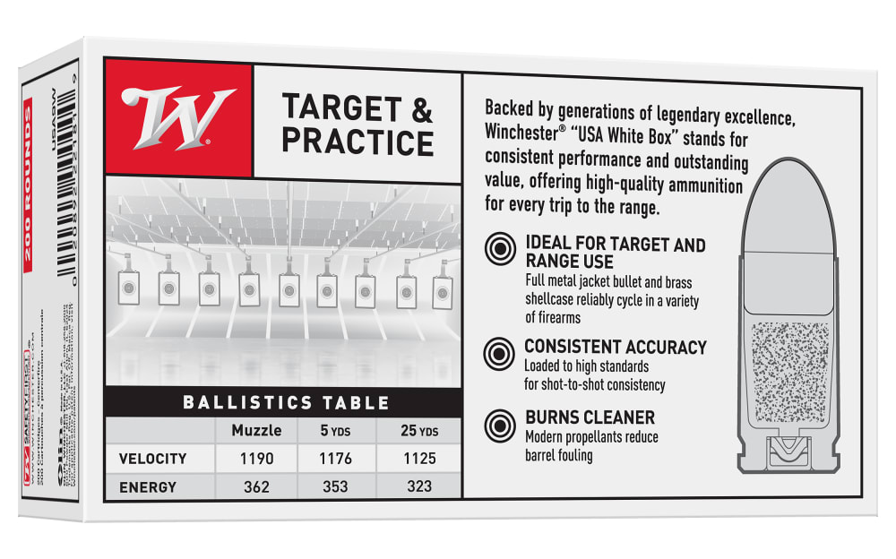 Winchester 9mm Luger 115 Grain FMJ Centerfire Handgun Ammo