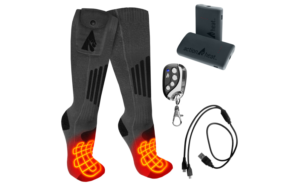 ActionHeat Wool 3.7V Rechargeable Heated Socks 2.0 with Remote