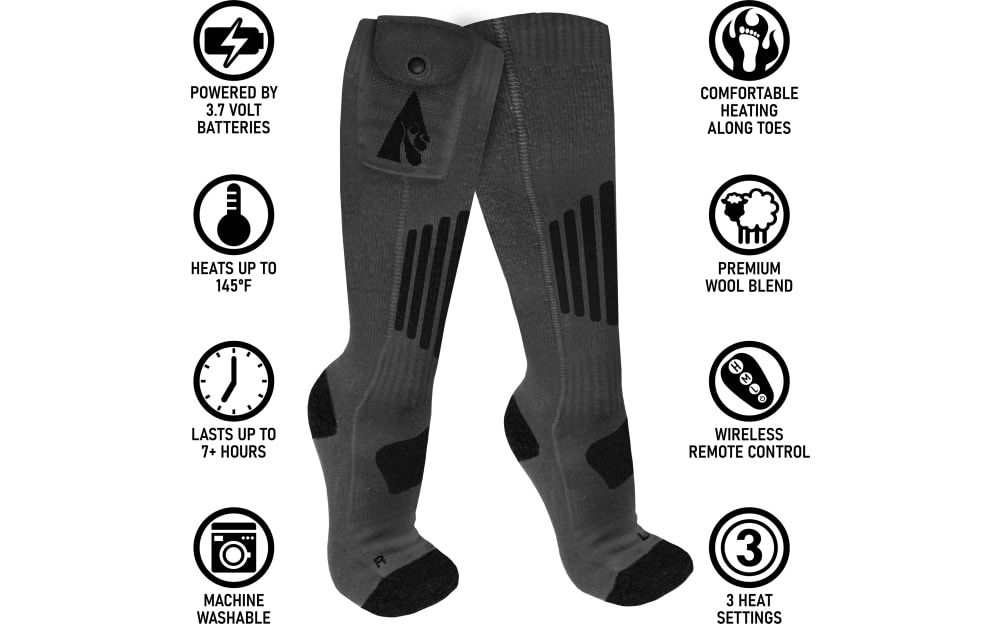 ActionHeat Wool 3.7V Rechargeable Heated Socks 2.0 with Remote