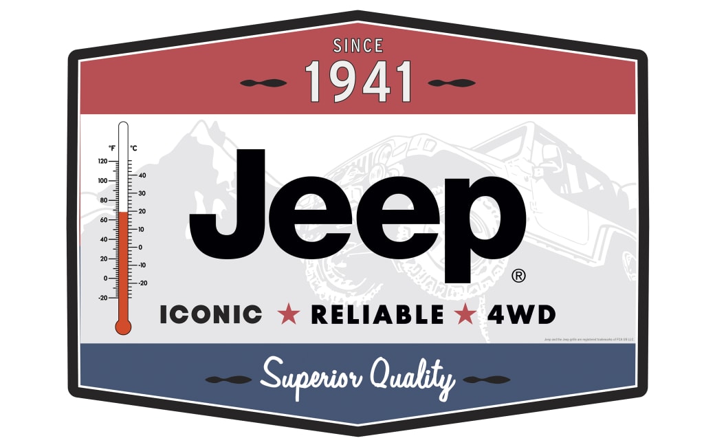 Open Road Brands Jeep Thing Embossed Die-Cut Tin Sign