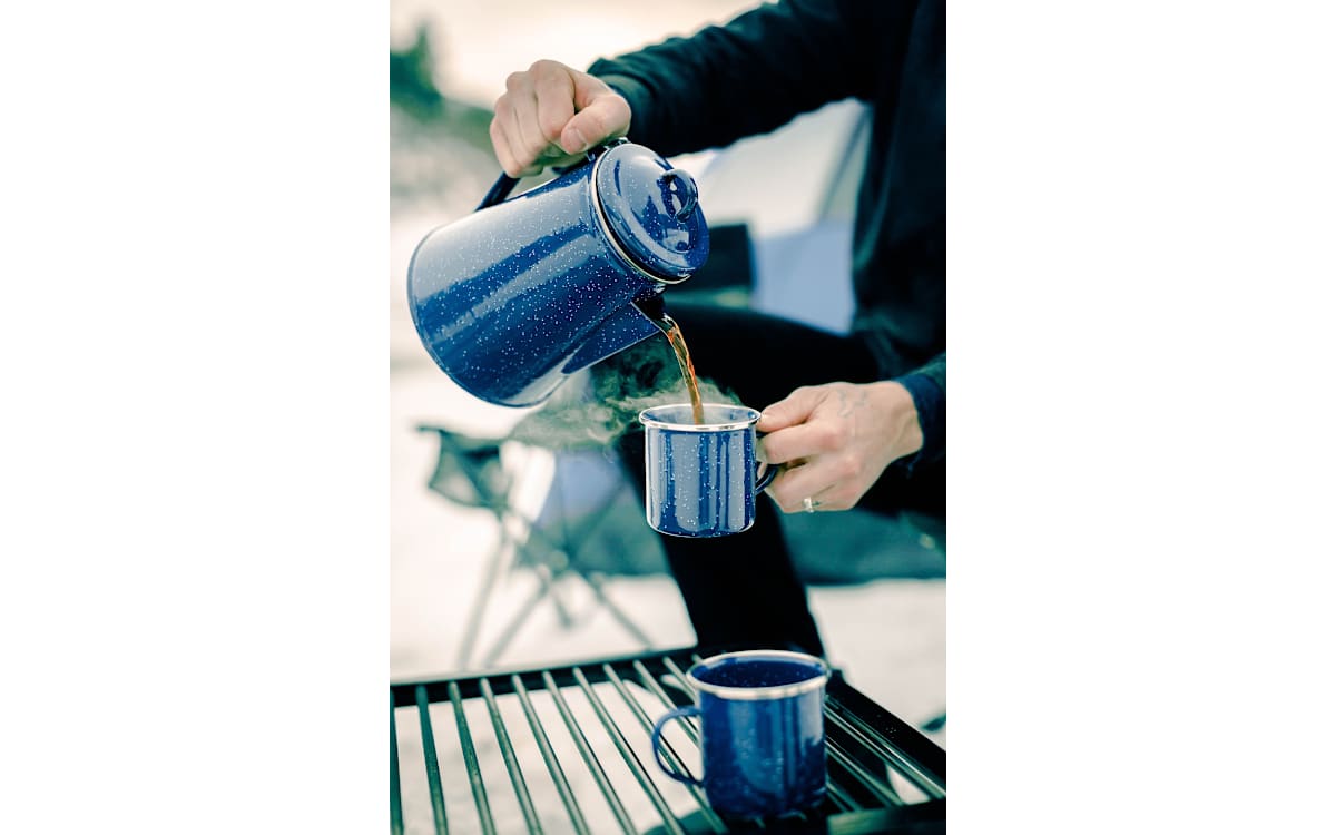 Stansport Enamel Percolator Coffee Pot and 4-Mug Set