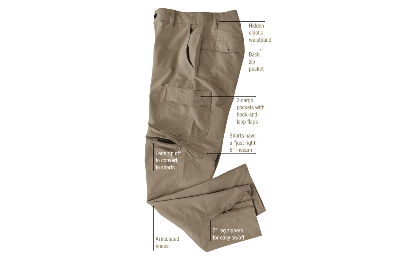 World Wide Sportsman Ultimate Angler Comfort Stretch Convertible Pants for Men