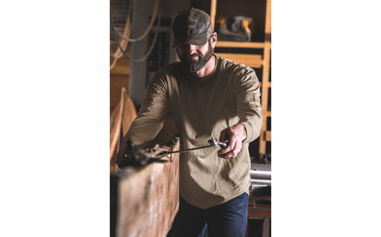 RedHead Crew Neck Long-Sleeve Pocket T-Shirt for Men