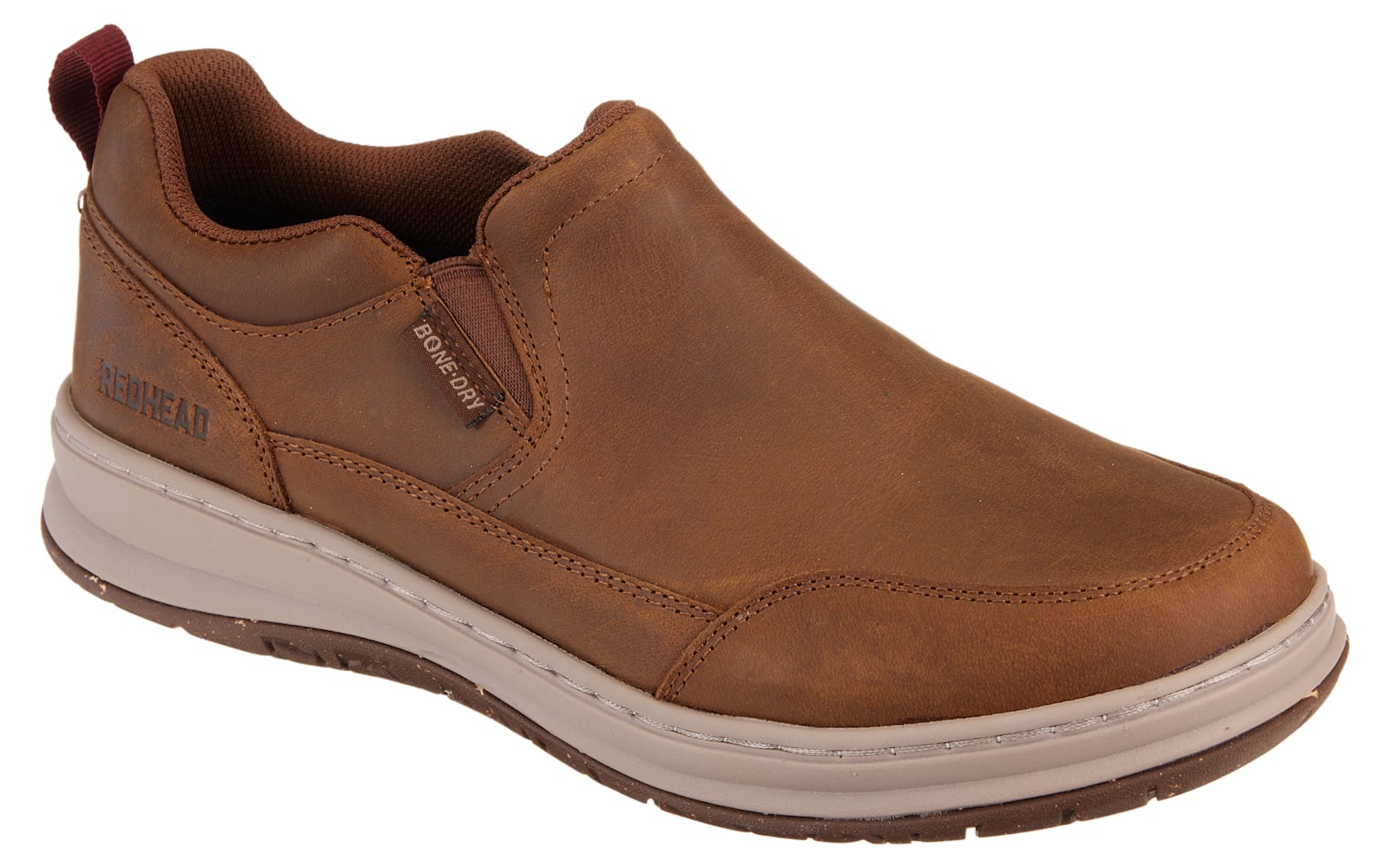 RedHead Series 56 Leather Moc Toe Slip-On Shoes for Men - Brown - 8M