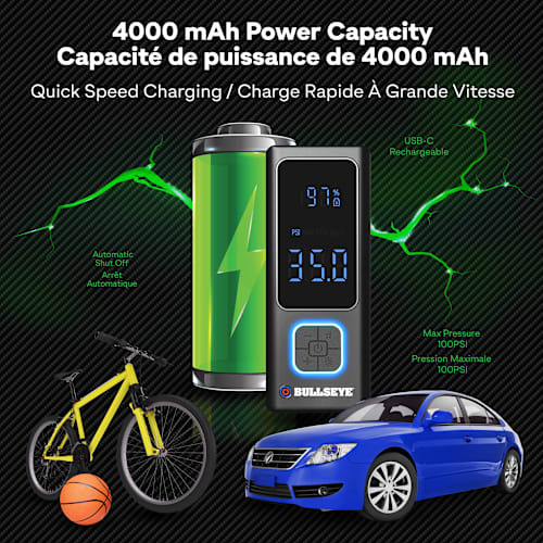 Bullseye Pocket Air Mini 7.4V Rechargeable Tire Inflator