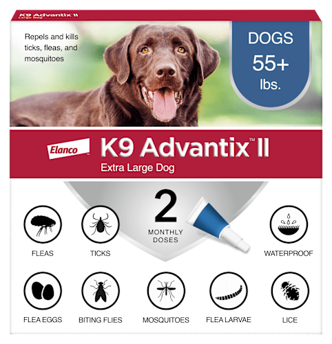 2 Pack Elanco K9 Advantix II Flea and Tick Prevention - > 55 lbs. - K9 Advantix II Extra Large Dog 2-Pack