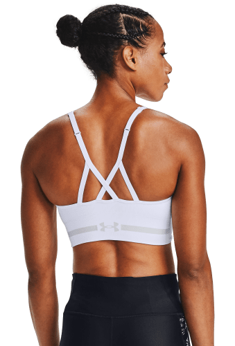 Size XS Under Armour UA Seamless Low Long Sports Bra for Ladies - White