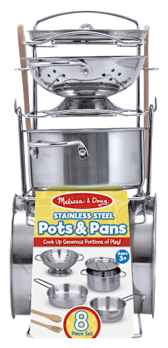 Melissa & Doug Let's Play House! Stainless Steel Pots & Pans Play Set for Kids