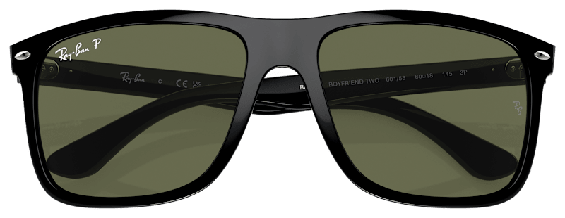 Ray-Ban Boyfriend Two RB4547 Glass Polarized Sunglasses - Black/Green Classic - X-Large