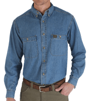 Wrangler RIGGS Workwear Denim Long-Sleeve Work Shirt for Men