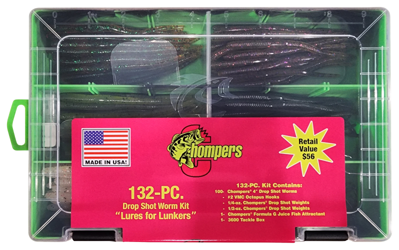 Chompers Drop Shot Worm 132-Piece Kit