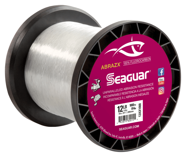 Seaguar AbrazX Freshwater Fluorocarbon Line, .011, 12 lb, 1000 yards, Clear