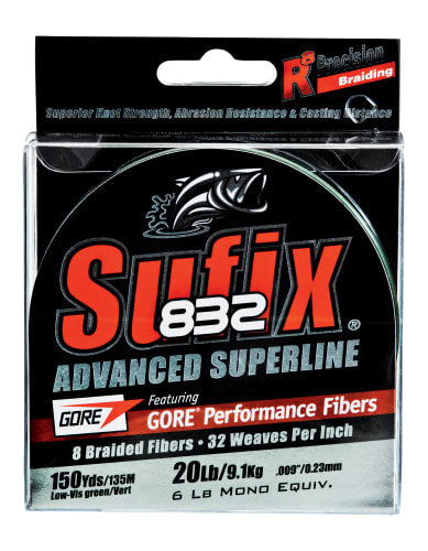 Sufix 832 Advanced Superline - Lo-Vis Green, 150 yard Spools #660