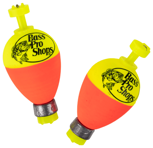 Bass Pro Shops Weighted Foam Pear Float - 1-1/2L x 1D - Orange/Chartreuse