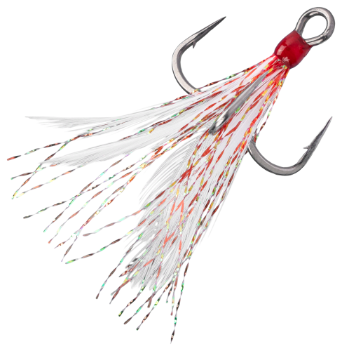 Mustad AlphaPoint In-Line Triple Grip Feathered Hook - Red - 4 - 2 Pack