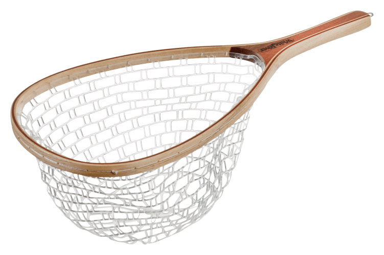 Fishing Landing Net with Wooden Frame and Soft Rubber Mesh for Trout Fishing  and Release Net with Wooden Handle 