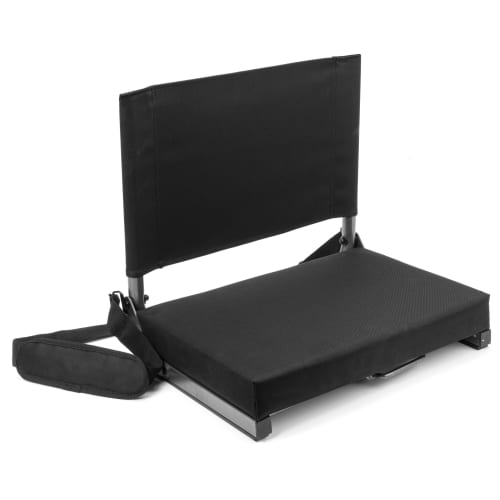 Home-Complete Stadium Chair with Wide Bleacher Cushion in Black