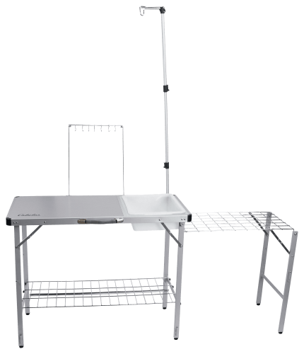 Portable Outdoor Cooking Station Camping Kitchen Folding Table W/ Storage  White