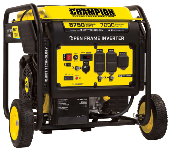 Champion 8,750W/7,000W Open Frame Inverter Generator with Electric Start  and Wheel Kit