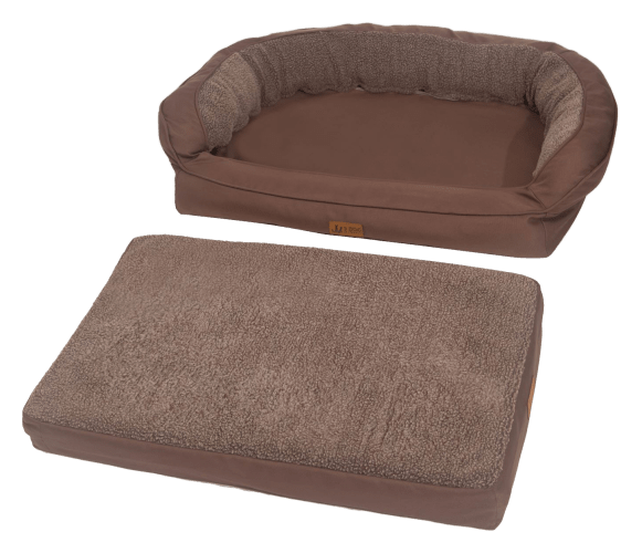 3 Dog Pet Supply EZ Wash Fleece Headrest Memory Foam Dog Bed