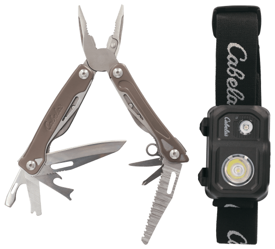 Cabela's 14-in-1 Multi-Tool with Sheath and Headlamp Combo