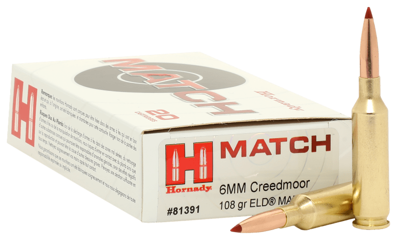 Hornady ELD Match 6mm Creedmoor 108 Grain Centerfire Rifle Ammo