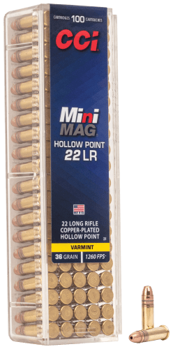 CCI Mini-Mag .22 LR 36 Grain Copper Plated Hollow Point 100rds Per