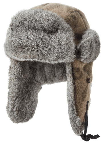 Men's Real Rabbit Fur Hat Russian Ushanka Trapper Cap Warm Hunter Aviator  Hat 