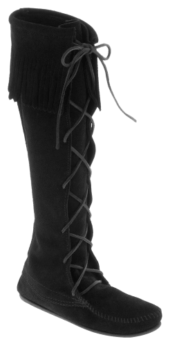 Minnetonka Front Lace Hardsole Knee High Boots for Ladies Bass