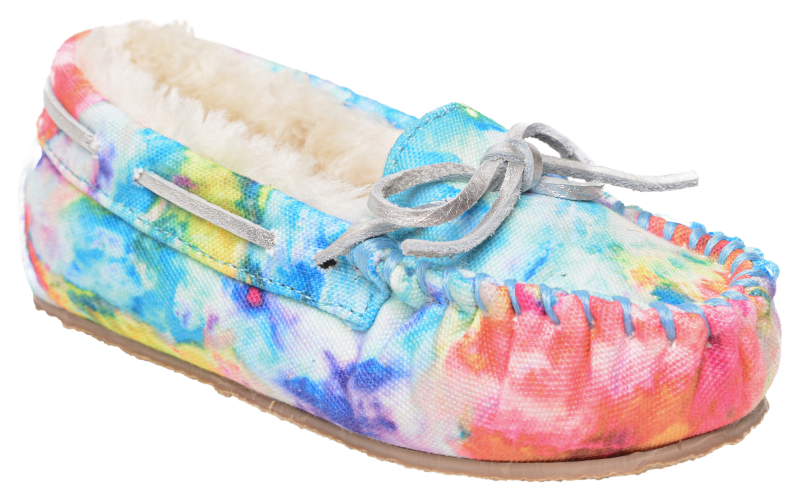 Minnetonka Moccasin Tie Die Cassie Fabric Slippers for Toddlers or Kids