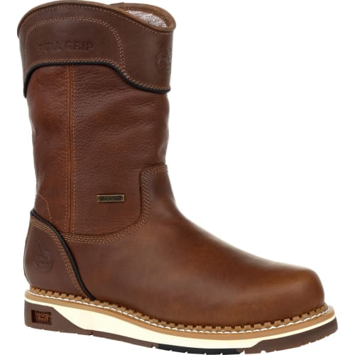 Wedge sole pull on work boots store